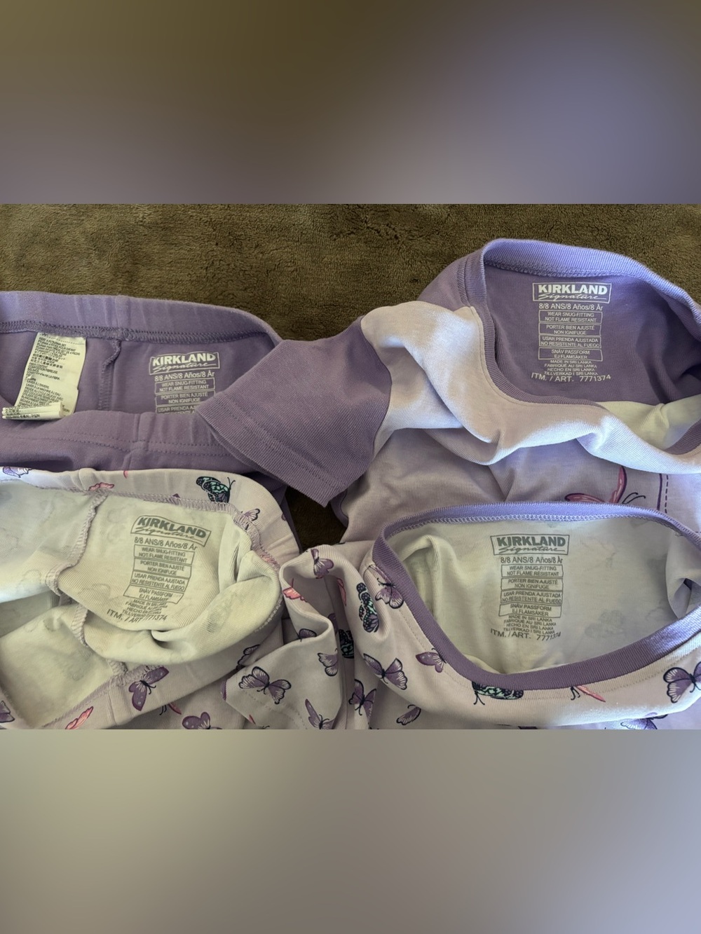 Lavender Butterfly 4-Piece Kids Pajama Set - Picture 3 of 3